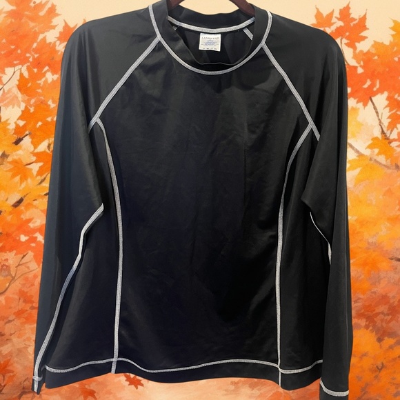 Land’s End Women’s Black Long Sleeve Rash Guard T-shirt Size 1X - Picture 1 of 3